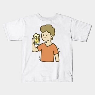 Dringking Beer Design Kids T-Shirt